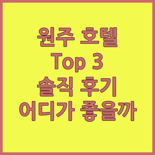 원주 호텔 어디서 잘까? 🏨 깔끔하고 편안한 Top 3 숙소 솔직 후기!