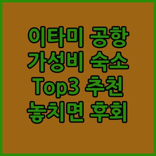 오사카 이타미 공항 호텔 어디? ✈️ 놓치면 후회할 가성비 숙소 Top3!