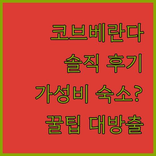코브 베란다, 가성비 숙소 맞아? 🤔 솔직 후기와 꿀팁 대방출!