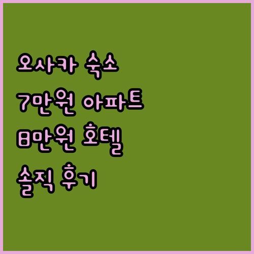 오사카 '가성비 숙소' 어디? 1박 7만원대 '아파트먼트' vs 8만원대 '호텔', 솔직 후기 대방출!